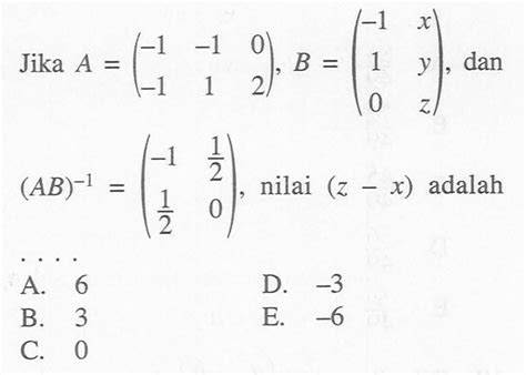Kumpulan Contoh Soal Invers Matriks ordo 2x2 - Matematika Kelas 11