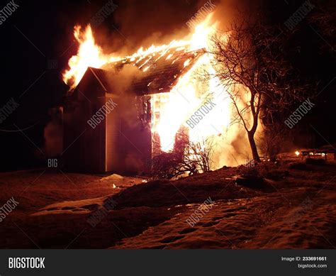 Burning House Night Image Photo Free Trial Bigstock