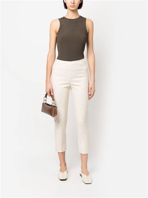 Peserico Slim Fit Cropped Trousers In Nude Modesens