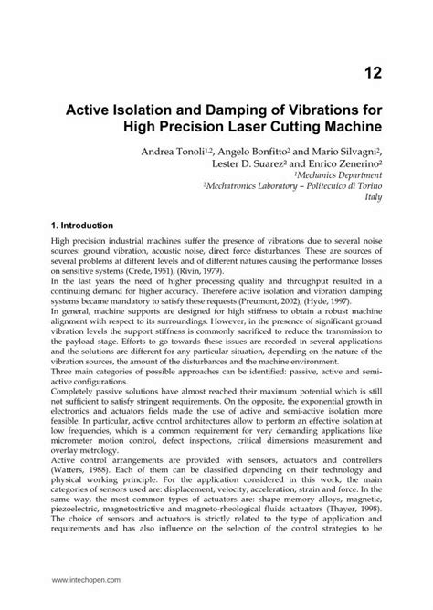 Pdf Active Isolation And Damping Of Vibrations For High Precision