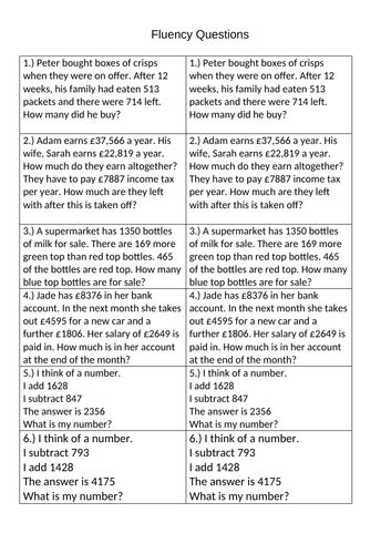 Y5 Addition And Subtraction Teaching Resources