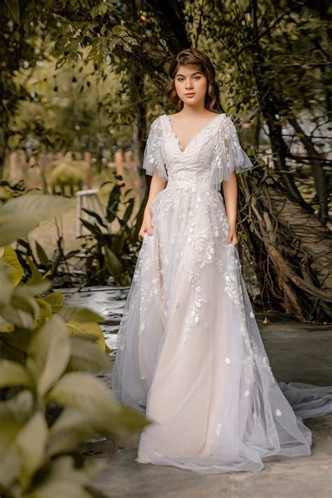 Flutter Sleeve Wedding Dress Online at Eula Lofgren blog