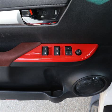 4×red Abs Window Lift Switch Button Panel Cover For Toyot Hilux Revo 2015 2021 Ebay