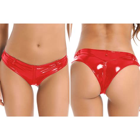 Women S Shiny Latex Wet Look Booty Shorts Low Rise Cheeky Hot Pants Panties Ebay