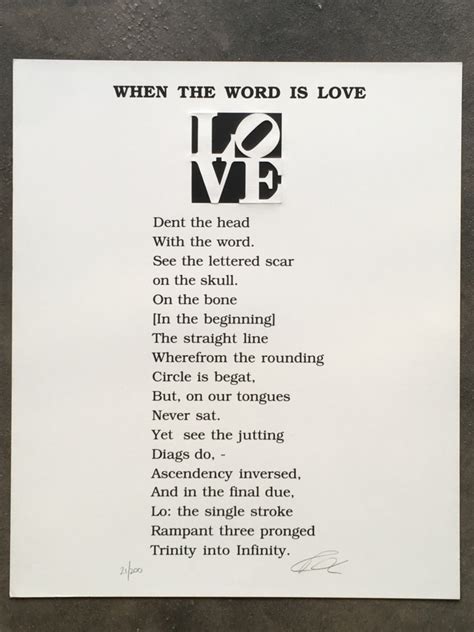 Robert Indiana Book Of Love Poem When The Word Is Love 1996