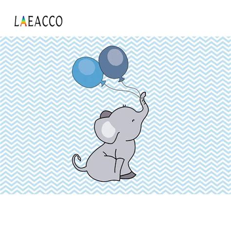 Laeacco L Phant Ballons F Te D Anniversaire B B Douche Chevrons