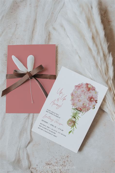 Pink Hot Air Balloon Baby Shower Invitation Template Up Up And Away Baby Shower Invite Boy