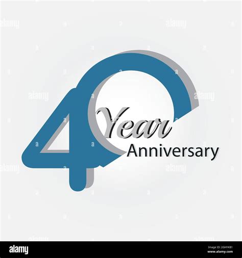 40 Year Anniversary Logo Vector Template Design Illustration Blue And White Stock Vector Image