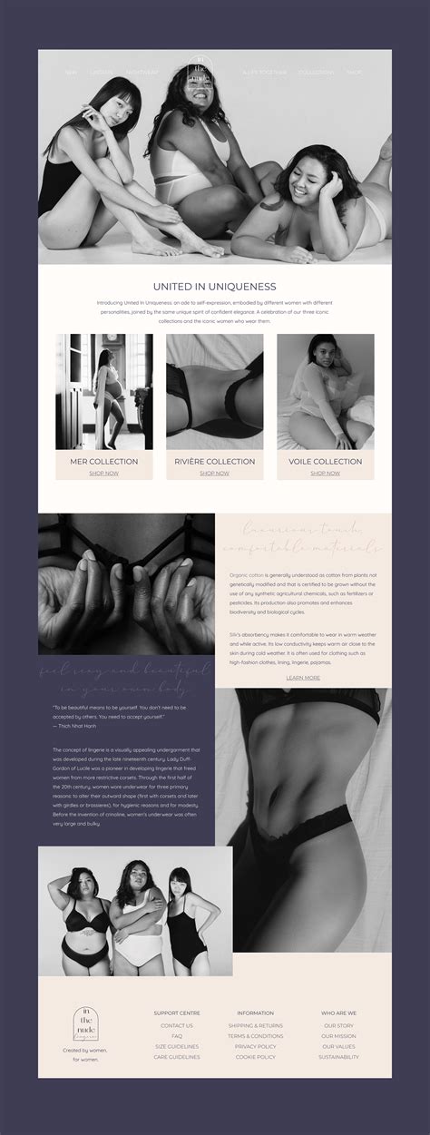 In The Nude Lingerie Brand Identity Landing Page On Behance