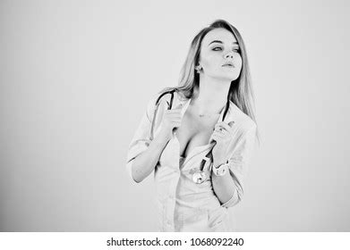 Blonde Sexy Doctor Nurse Stethoscope Isolated Stock Photo 1068092240 Shutterstock