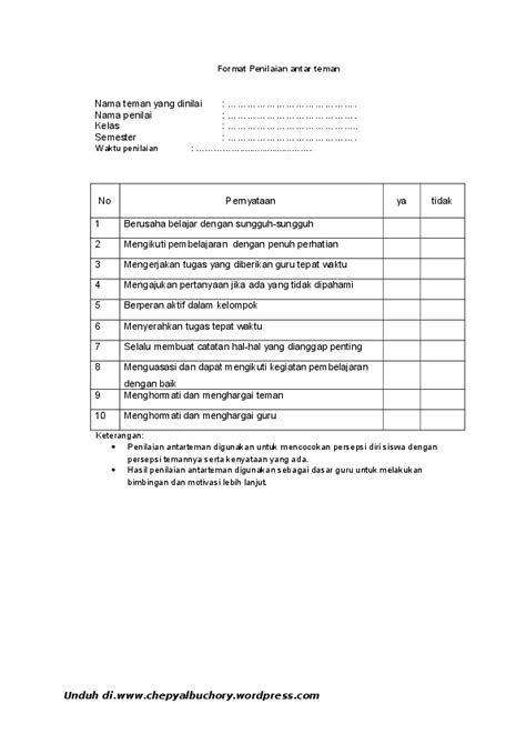 Doc Format Penilaian Antar Teman Leo Situmorang