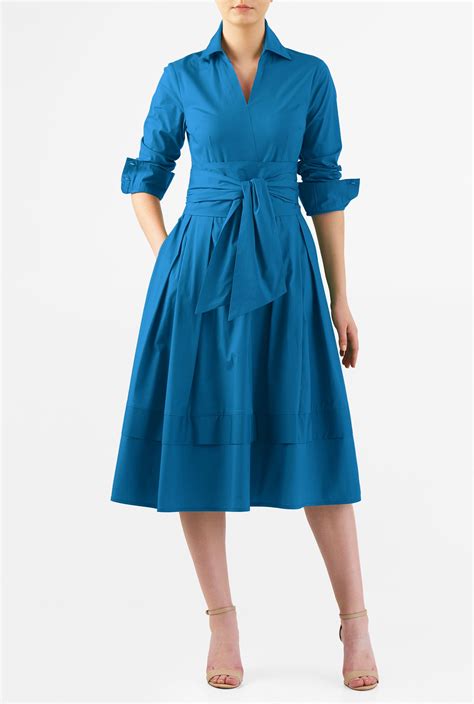 Our Stretch Cotton Poplin Shirtdress With A Surplice Bodice Is Cinched