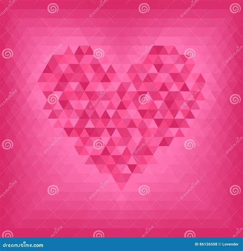 Rose Triangle Heart On Pink And Rose Background Stock Vector