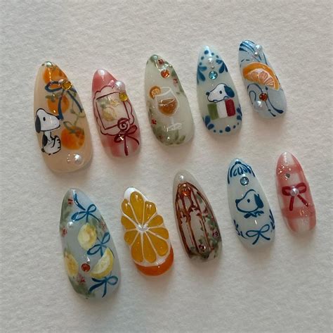 Press On Nails Nail Design Art On Instagram Custom Set Snoopys