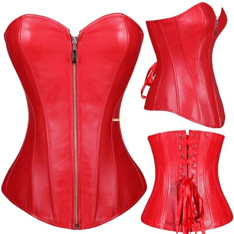 Women S Corset Bustier Basque Lingerie Overbust Red Party Costume Plus Size Top EBay