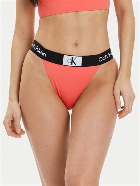 Calvin Klein Swimwear Dół od bikini KW0KW02351 Koralowy Modivo pl