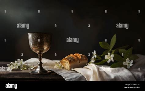 Taking Communion Concept The Wine And The Bread Symbols Of Jesus