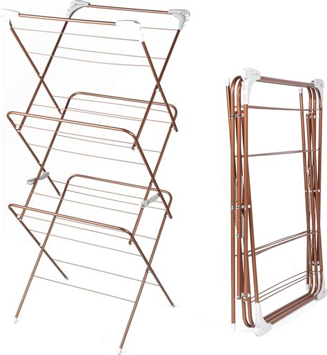 Beldray La072498rosefeu7 3 Tier Clothes Airer Non Slip Collapsible Rack Standing Laundry