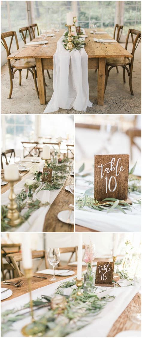 Natural Wedding Reception Wooden Block Table Numbers Cross Back