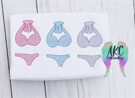 Bikini Trio 5 Sizes Products SWAK Embroidery