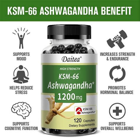 Ksm 66 Ashwagandha 1200mg Capsule High Intensity Stress Fatigue Anxiety