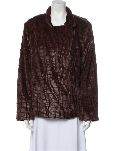 Adrienne Landau Faux Fur Coat Brown Coats Clothing ADR31717 The