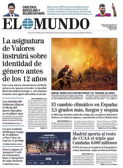 Las Portadas De Los Periódicos Del Martes 10 De Agosto
