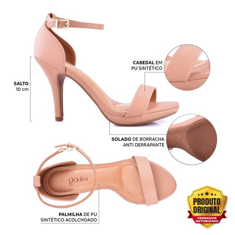 Sand Lia Feminina Salto Alto Fino Godiva Bege Nude Conforto Godiva Cal Ados