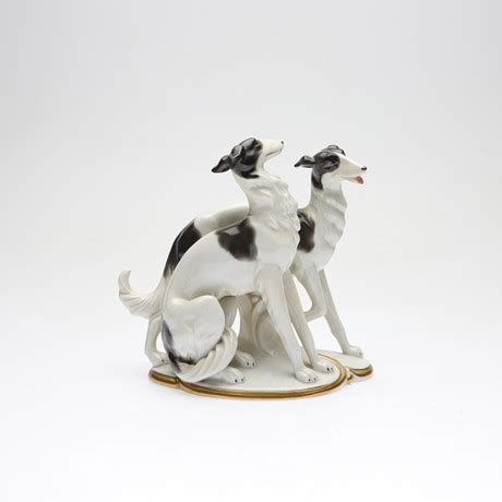 Figurine Russian Greyhounds Borzoi Porcelain Neutettau Germany