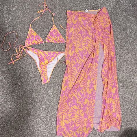 Pink And Orange Bikini Set The Tags Are Off But I Depop
