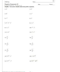 Negative Exponents Worksheet PDF - Free Download (PRINTABLE)