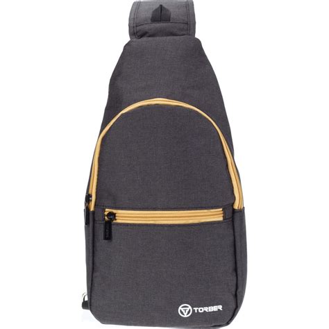 Рюкзак Torber с одним плечевым ремнем, чёрный/бежевый, полиэстер 300D ...
