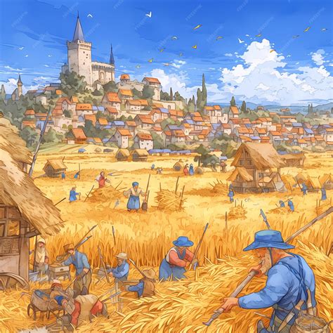Premium Photo | Bountiful Harvest A Medieval Farming Scene
