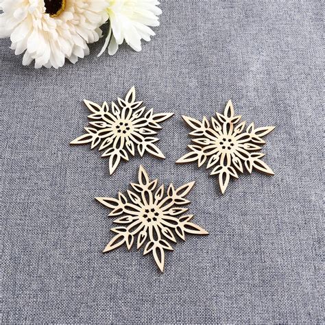 10 шт. Рождественская Снежинка поделки из дерева острые шестиугольные ...