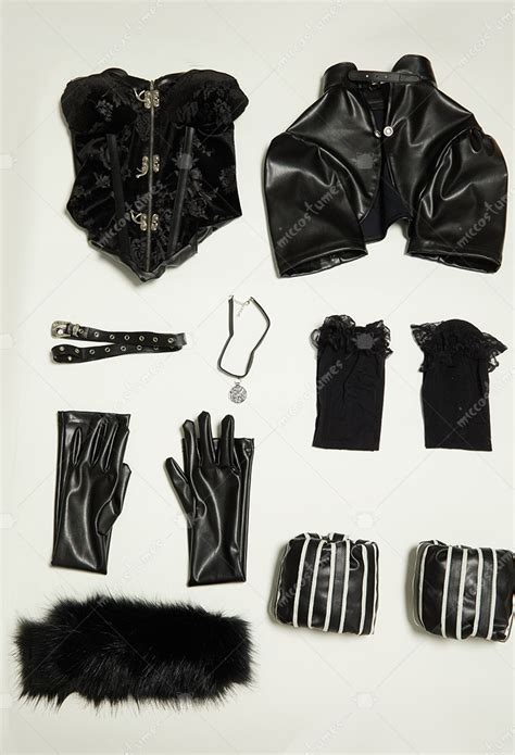 Women Plus Size Yennefer Derivative Sexy Lingerie Set Costume Black Dress And Short Jacket