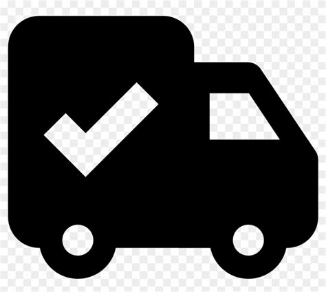 shipped icon   plain black  white box truck order shipped