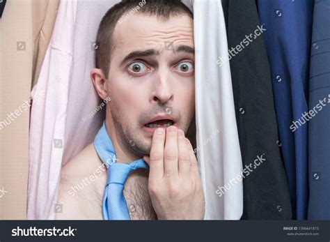 Naked Man Lover Hiding Closet Clothing Shutterstock