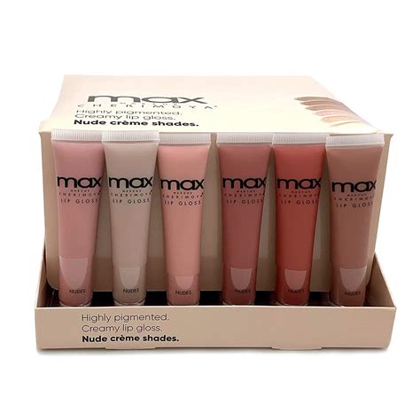 MAX Makeup Cherimoya Lip Polish 6 Pack Nude Gloss Shades Long Lasting Hydrating Buy Now