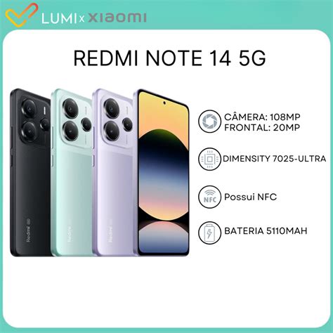 Redmi Note 14 Processador - Redmi Note 14 5G, 256GB/8GB RAM, Câmera 108MP, Processador Dimensity ...