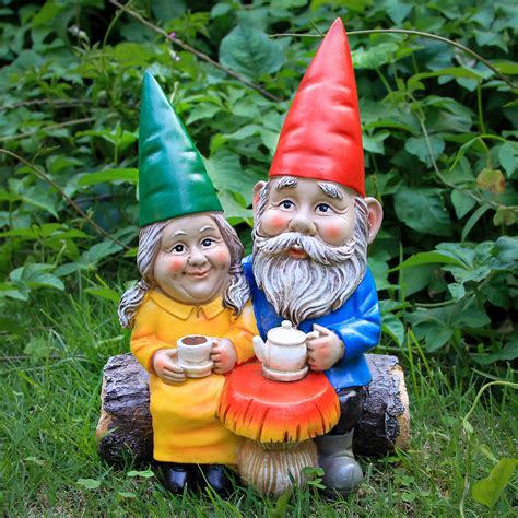 Amazon.com: Ebros Whimsical Mr and Mrs Gnome Hobbit Couple Sitting On