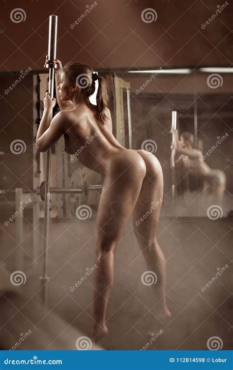Nude Fitness Instructor In The Gym Stock Photo Image Of Dark Athlete 112814598