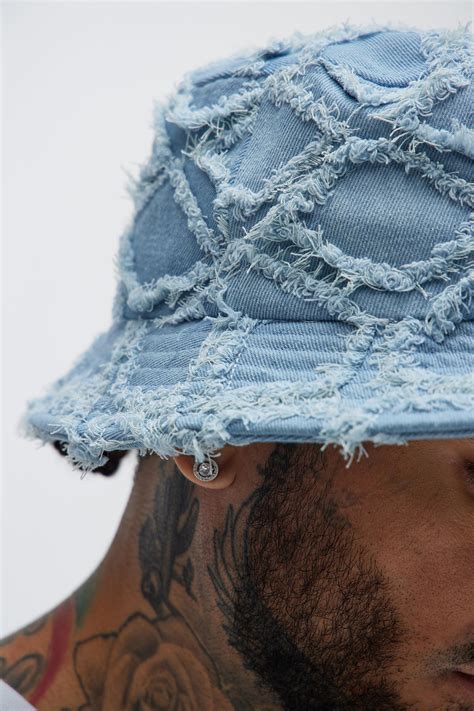 Frayed Denim Bucket Hat - Blue | Fashion Nova