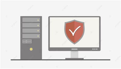 Pc Computer With Security Shield Illustration Design Line Png And