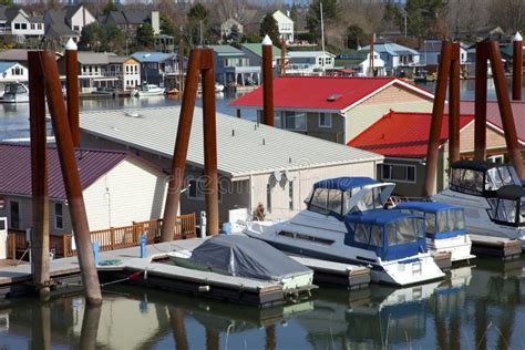 A Community On The River And Land Portland Or Stock Image Image Of