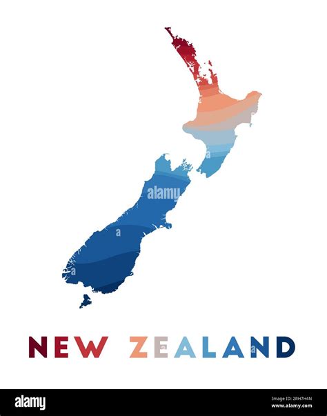 New Zealand Map Map Of The Country With Beautiful Geometric Waves In