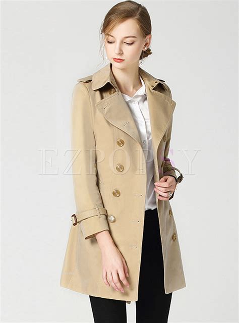 Outwear Trench Coats Fashion Notched Bowknot Belted Pocket Trench Coat