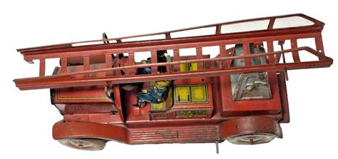 S Tco Tippco Tin Litho Windup Ladder Fire Truck Engine Ebay