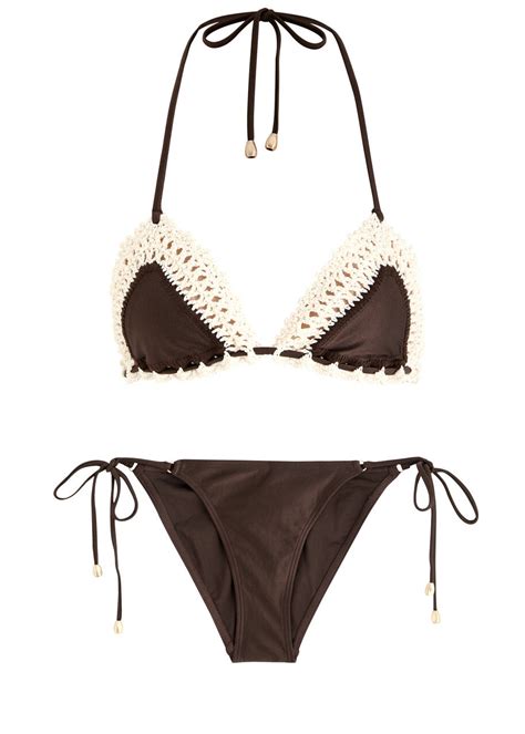 Zimmermann Acacia Crochet Trimmed Bikini Chocolate Zimmermann