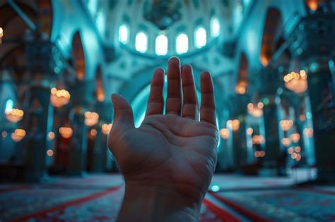 Muslim Man Praying In Mosque Islamic Wallpaper For Festivals Premium