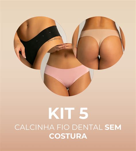 Kit Calcinhas Fio Dental Sem Costura Esquarcio Lingerie